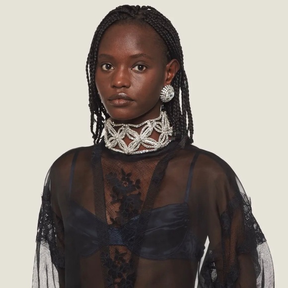 Miu Miu Chantilly Sheer Black Lace Dress size 36/xs - Picture 5 of 7